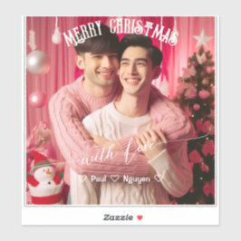Frohe Weihnachten Gay Retro Rosa | Benutzerdefinie Aufkleber