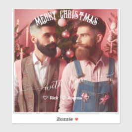 Frohe Weihnachten Gay Retro Rosa | Benutzerdefinie Aufkleber