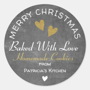 Frohe Weihnachten gebacken mit Liebe Cookies Chalk Runder Aufkleber