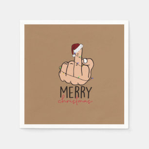 Frohe Weihnachten geben den Finger Serviette