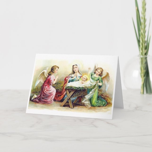 Frohe Weihnachten Geburt Christi Grußkarte (Vorderseite)
