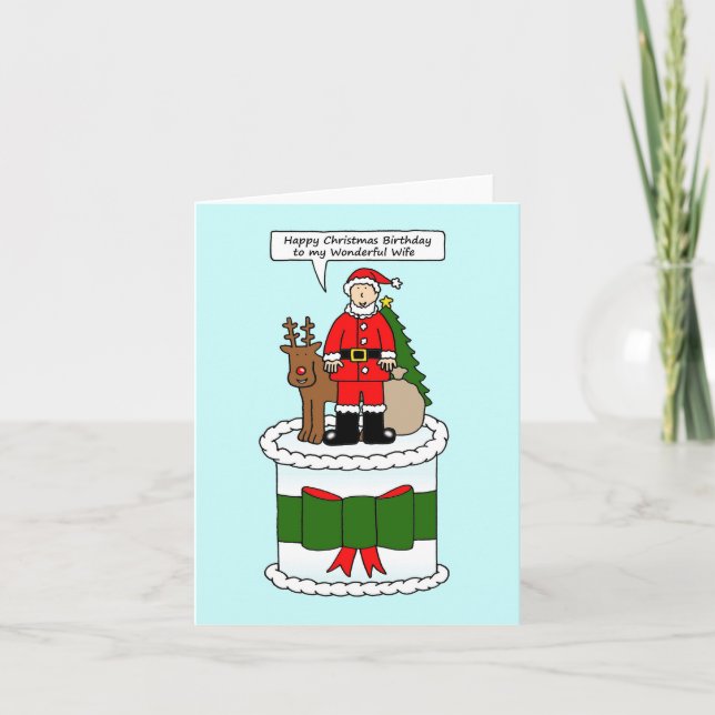 Frohe Weihnachten Geburtstag zur Ehefrau Karte (Vorderseite)