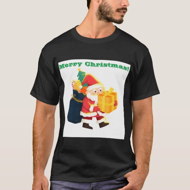 Frohe Weihnachten gedruckt Wish Magic-T-Shirt Schw T-Shirt (Vorderseite)