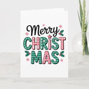 Frohe Weihnachten gemustert Schrift Stechpalme Xma Karte