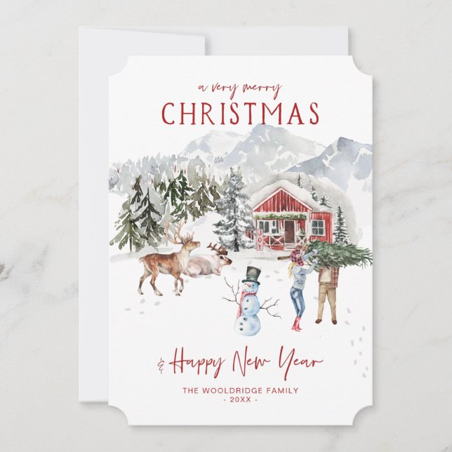 Frohe Weihnachten | Gemütliche rustikale Hütte (Vorderseite)