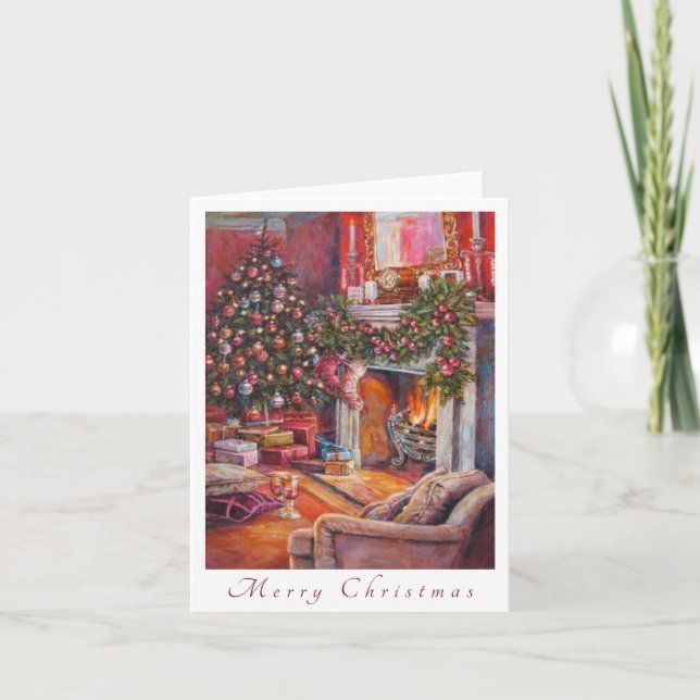 Frohe Weihnachten gemütliche Zuhause-Szene Karte (Vorderseite)