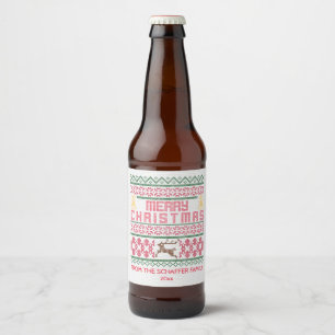 Frohe Weihnachten, genähte Art Bierflaschenetikett