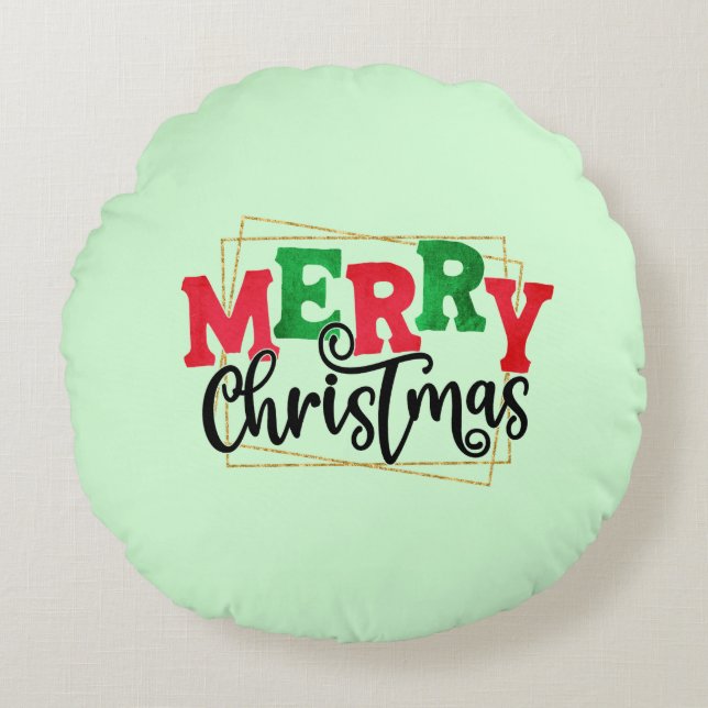 Frohe Weihnachten Gerahmt-80716 Rundes Kissen (Vorderseite)