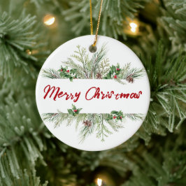 Frohe Weihnachten Gerahmt Winterwetter Gruß Keramik Ornament