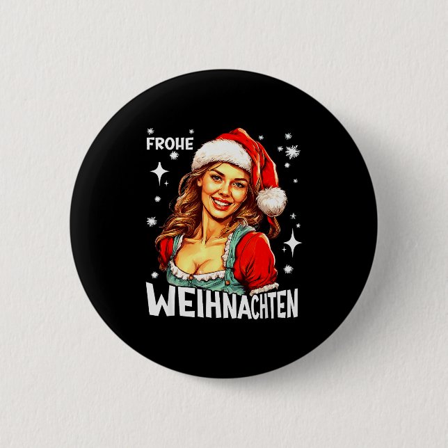 Frohe Weihnachten German Christmas  Button (Vorderseite)