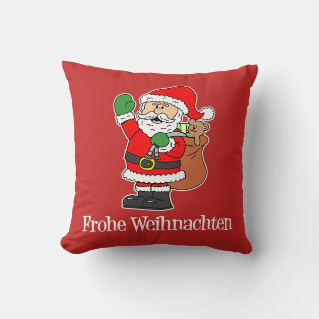 Frohe Weihnachten German Christmas Santa Kissen (Vorderseite)