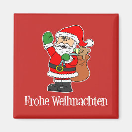 Frohe Weihnachten German Christmas Santa Magnet