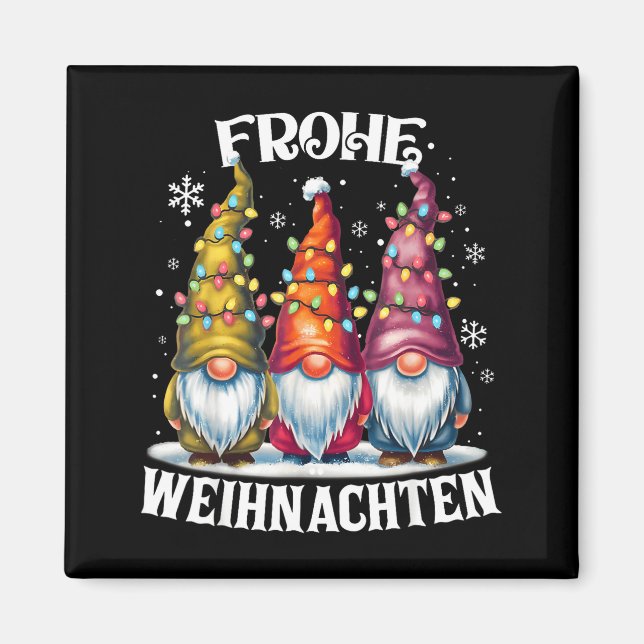 Frohe Weihnachten German Gnome Christmas Decoratio Magnet (Vorne)