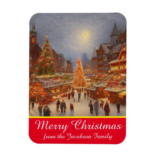 Frohe Weihnachten German Market Greetings Kitsch Magnet (Vertikal)