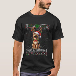 Frohe Weihnachten German Shepherd Dog Lover Ugly X T-Shirt
