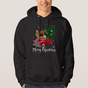 Frohe Weihnachten German Shepherd Santa Light Red Hoodie