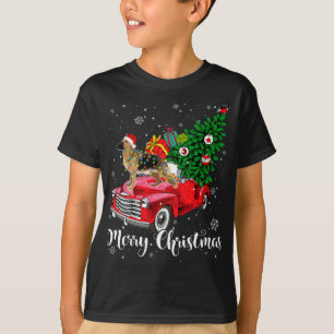 Frohe Weihnachten German Shepherd Santa Light Red  T-Shirt