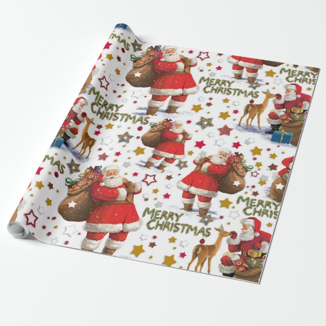 Frohe Weihnachten Geschenkpapier (Ungerollt)