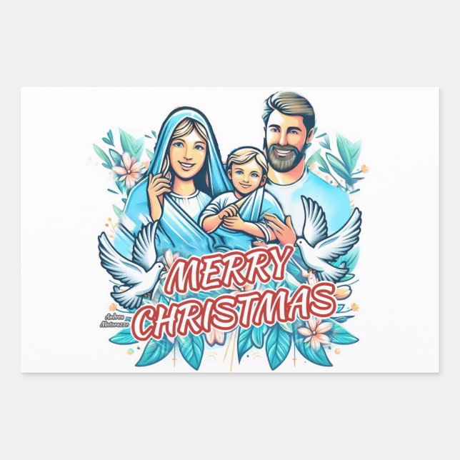 Frohe Weihnachten Geschenkpapier Set (Vorderseite)