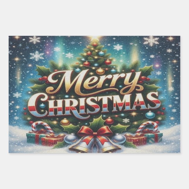 Frohe Weihnachten Geschenkpapier Set (Vorderseite)