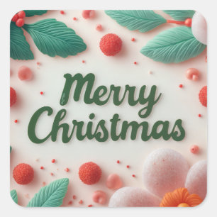 Frohe Weihnachten / Geschenkschmuck und Etiketten Quadratischer Aufkleber