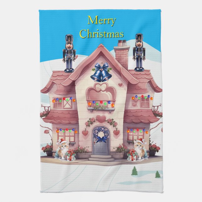 Frohe Weihnachten Geschirrtuch (Vertikal)