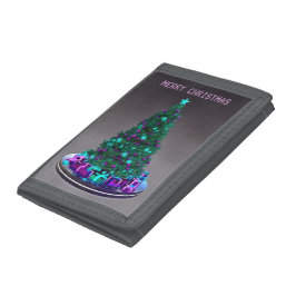 Frohe Weihnachten. Geschmückter Baum mit Geschenke Trifold Geldbörse