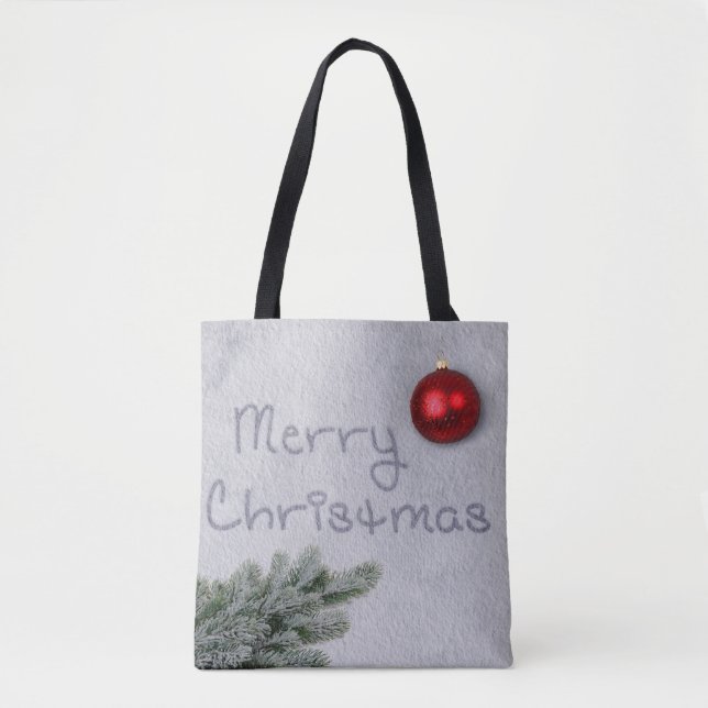 Frohe Weihnachten geschrieben in den Schnee Tasche (Vorderseite)