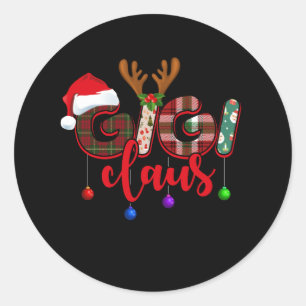 Frohe Weihnachten Gigi Claus Kariert Santa Claus H Runder Aufkleber