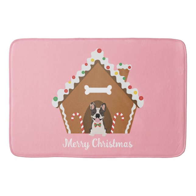 Frohe Weihnachten Gingerbread Dog House Badematte (Vorderseite)