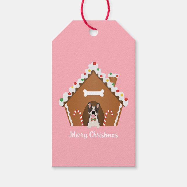 Frohe Weihnachten Gingerbread Dog House Geschenkanhänger (Vorderseite)