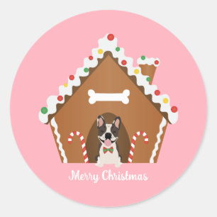 Frohe Weihnachten Gingerbread Dog House Runder Aufkleber