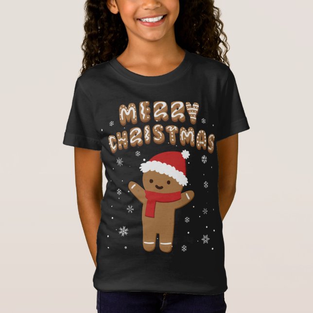 Frohe Weihnachten Gingerbread Frohe Weihnachtskeks T-Shirt (Vorderseite)