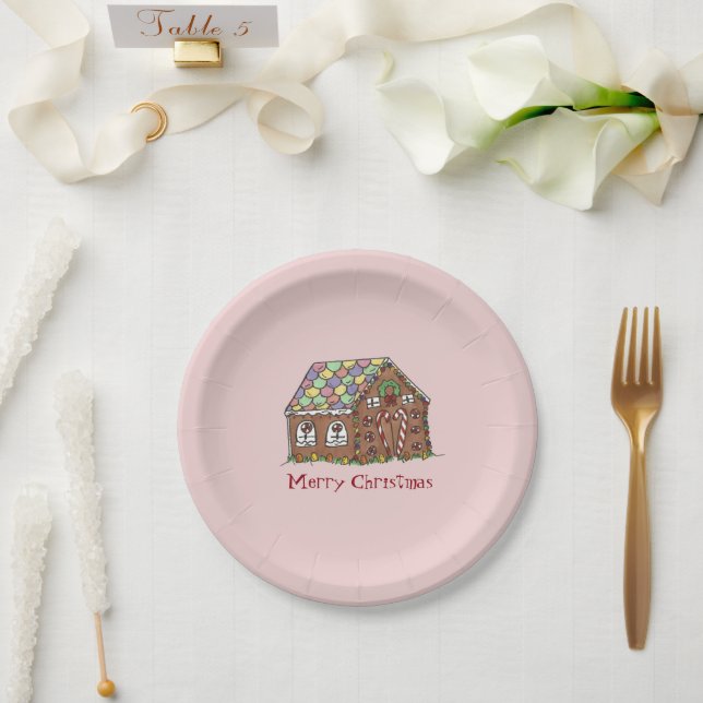 Frohe Weihnachten Gingerbread House Holiday Party Pappteller (Hochzeit)