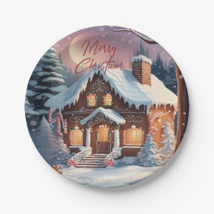 Frohe Weihnachten Gingerbread House Holiday Party Pappteller
