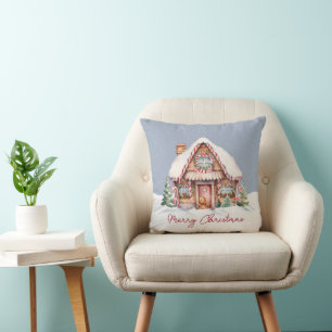 Frohe Weihnachten Gingerbread House Kissen