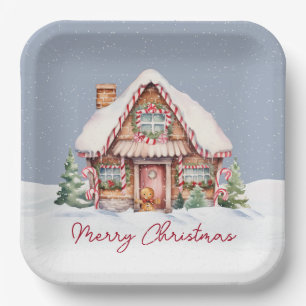 Frohe Weihnachten Gingerbread House Pappteller