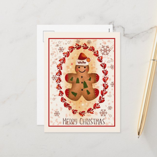 Frohe Weihnachten Gingerbread Man (Vorderseite/Rückseite Beispiel)