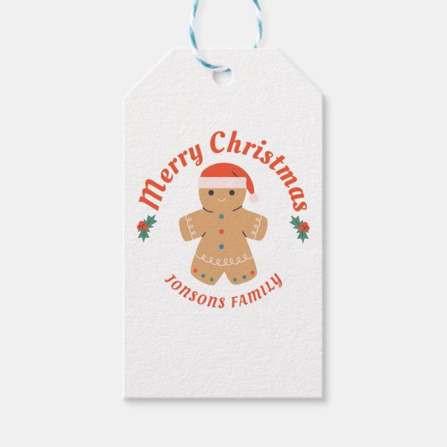 Frohe Weihnachten Gingerbread Man Geschenkanhänger (Vorderseite)