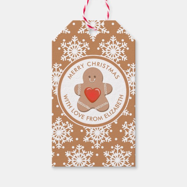 Frohe Weihnachten | Gingerbread Man Geschenkanhänger (Vorderseite)