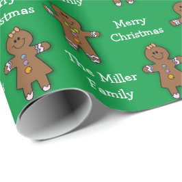 Frohe Weihnachten Gingerbread Man Green Custom Geschenkpapier