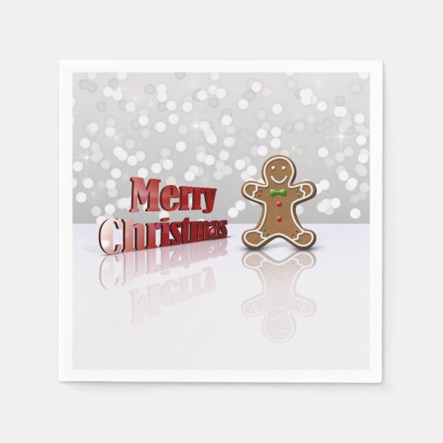 Frohe Weihnachten Gingerbread Man Serviette (Vorderseite)