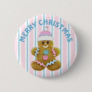 Frohe Weihnachten Gingerbread Mann Button