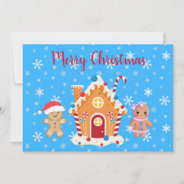 Frohe Weihnachten Gingerbread Mann, Frau & Haus Einladung