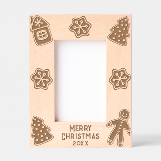 Frohe Weihnachten Gingerbread Männer Familienleben Geätzte Rahmen (Vorderseite)