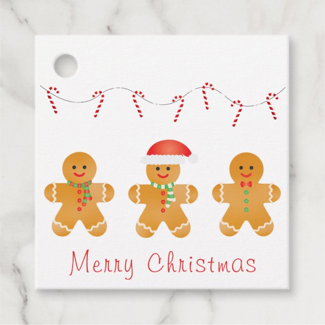 Frohe Weihnachten Gingerbread Männer Geschenkanhänger (Vorderseite)