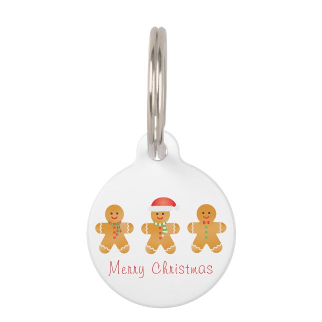 Frohe Weihnachten Gingerbread Männer Haustiermarke (Vorderseite)
