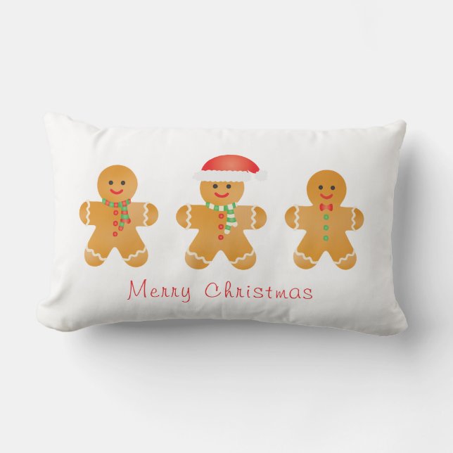 Frohe Weihnachten Gingerbread Männer Lendenkissen (Vorderseite)