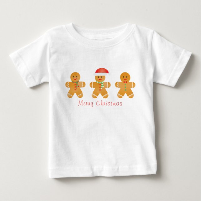 Frohe Weihnachten Gingerbread Männer Weihnachtsman Baby T-shirt (Vorderseite)