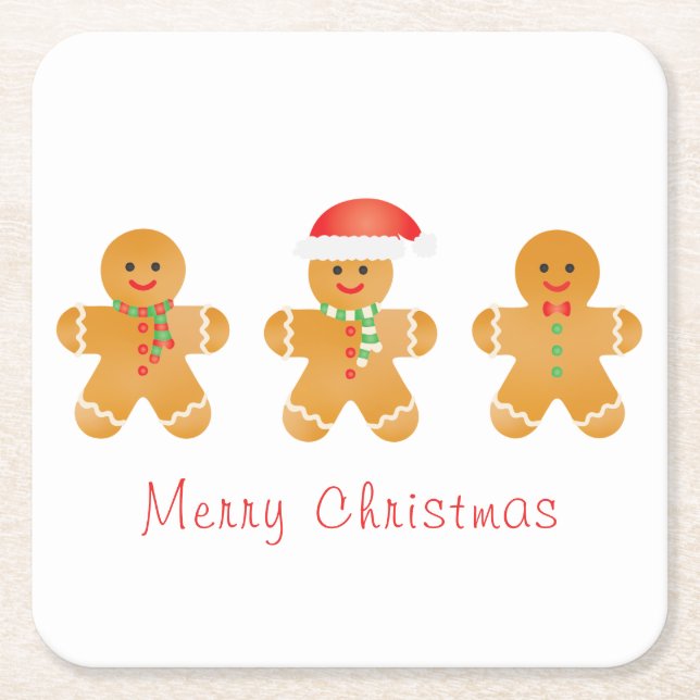 Frohe Weihnachten Gingerbread Männer Weihnachtsman Rechteckiger Pappuntersetzer (Vorderseite)